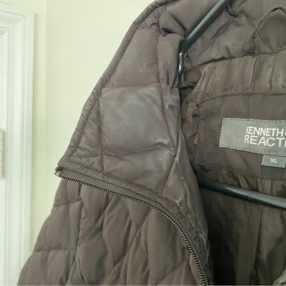 KENNETH COLE REACTION Chocolate Brown Quilted Boxy Funnel Neck Down Coat XL - Picture 5 of 8